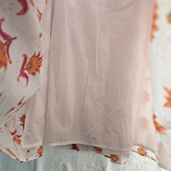 J Crew Women Floral Boho Skirt Midi Peasant Cotton Size 18 White Pink Orange - Picture 9 of 15